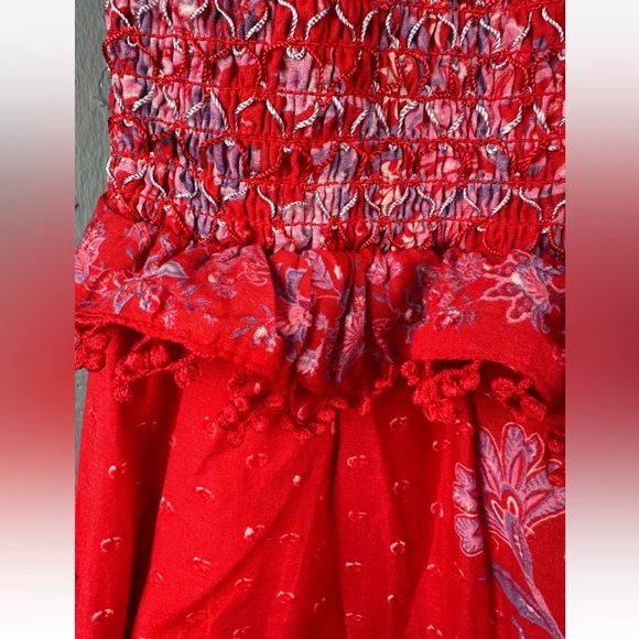 FARM Rio Sz Medium Red Lace Floral Maxi Tiered Dress - Picture 6 of 8